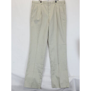 L.L. Bean Pleated Khaki Chino Pants V174 Tan Men 40 Unhemmed Beige Slash Pockets
